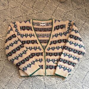 Rouje Beige and Purple Patterned Cardigan